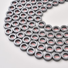 Black Hematite Flat Round Donut Beads Strands, Approx 8-16mm, 38cm/strand