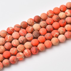 Orange Imperial Jasper Matte Round Beads Strands, Approx 4-14mm, 38cm/strand