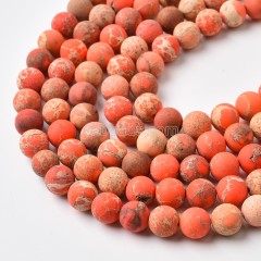 Orange Imperial Jasper Matte Round Beads Strands, Approx 4-14mm, 38cm/strand