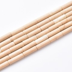 Creamy Petrified Wood Jasper Tube Beads Strands, Approx 4x13mm, 38cm/strand