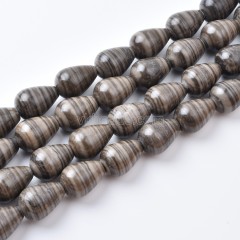 Coffee Brown Swirl Jasper Smooth Round Teardrop Beads Strands, Approx 15x20mm, 38cm/strand