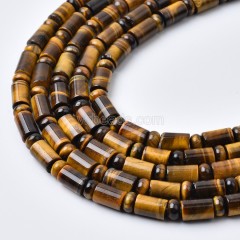 Yellow Tiger Eye Smooth Cylinder+Rondelle Beads Strands, Approx 6x9-8x10mm, 38cm/strand