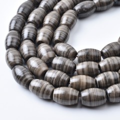 Coffee Brown Swirl Jasper Smooth Barrel Beads Strands, Approx 15x20mm, 38cm/strand
