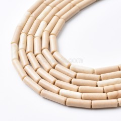 Creamy Petrified Wood Jasper Tube Beads Strands, Approx 4x13mm, 38cm/strand