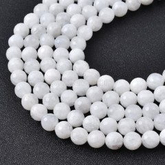 Blue Moonstone Faceted Round Beads Strands, 128 Facets, Approx 6-12mm, Approx 38cm/strand