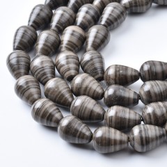 Coffee Brown Swirl Jasper Smooth Round Teardrop Beads Strands, Approx 15x20mm, 38cm/strand