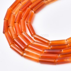 Red Carnelian Smooth Tube Cylinder Beads Strands, Approx 4x13-9x13mm, 38cm/strand