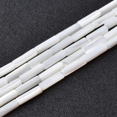 White Trochid Shell Tube Cylinder Beads Strands, Approx 4x13mm, 38cm/strand