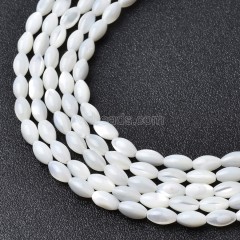 White Trochid Shell Smooth Rice Beads Strands, Approx 4x7mm, 38cm/strand