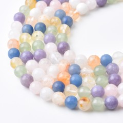 Multi Gemstones Smooth Round Beads Strands, Approx 6-10mm, 38cm/strand