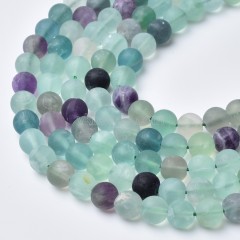 AB Grade Multicolor Fluorite Matte Round Beads Strands, Approx 4-12mm, 38cm/strand