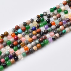 Random Multi Gemstone Smooth Round Beads Strands, Approx 4-10mm, 38cm/strand