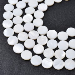White Shell Flat Round Disc/Coin Beads Strands, Approx 14.8-15mm, 38cm/strand