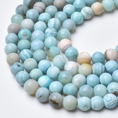 Blue Turquoise Color Agate Smooth Round Beads Strands, Approx 6-12mm, Approx 38cm/strand