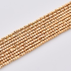24K Gold Color Plated Hematite Cushion Faceted Puffy Cube Beads Strands, Approx 2x2-6x6mm, 38cm/strand
