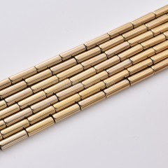 Pyrite Color Plated Hematite Tube Cylinder Beads Strands, Approx 2x4-6x8mm, 38cm/strand