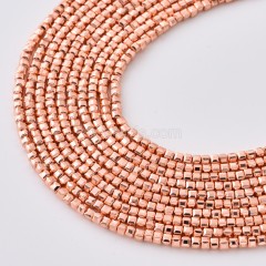 Rose Gold Color Plated Hematite Cushion Faceted Puffy Cube Beads Strands, Approx 2x2-6x6mm, 38cm/strand