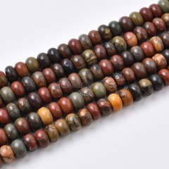 New Picasso Jasper/Red Creek Jasper Smooth Rondelle Beads Strands, Approx 2x4-5x8mm, 38cm/strand