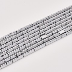 Silver Color Plated Hematite Triangle Tube Cylinder Beads Strands, Approx 3x3-3x5mm, 38cm/strand