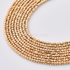 24K Gold Color Plated Hematite Cushion Faceted Puffy Cube Beads Strands, Approx 2x2-6x6mm, 38cm/strand