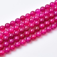 Fuchsia Agate Smooth Round Beads Strands, Approx8mm, Approx 38cm/strand