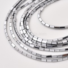 Silver Color Plated Hematite Triangle Tube Cylinder Beads Strands, Approx 3x3-3x5mm, 38cm/strand