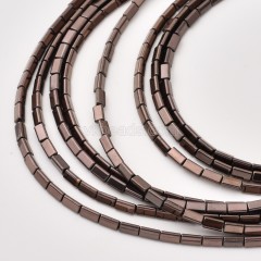 Brown Color Plated Hematite Triangle Tube Cylinder Beads Strands, Approx 3x3-3x5mm, 38cm/strand