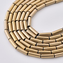 Pyrite Color Plated Hematite Tube Cylinder Beads Strands, Approx 2x4-6x8mm, 38cm/strand