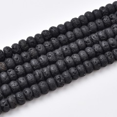 Black Lava Rock Smooth Rondelle Beads Strands, Approx 2x4-5x8mm, 38cm/strand