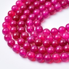 Fuchsia Agate Smooth Round Beads Strands, Approx8mm, Approx 38cm/strand