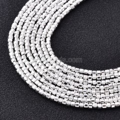 Bright Silver Color Plated Hematite Cushion Faceted Puffy Cube Beads Strands, Approx 2x2-6x6mm, 38cm/strand