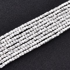 Bright Silver Color Plated Hematite Cushion Faceted Puffy Cube Beads Strands, Approx 2x2-6x6mm, 38cm/strand