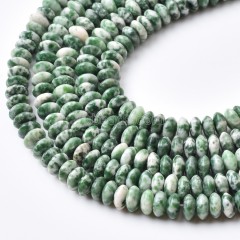 Green Spot Jasper Smooth Saucer Beads Strands, Approx 3x6mm, 38cm/strand