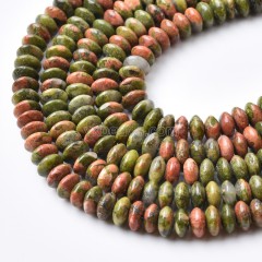 Unakite Smooth Saucer Beads Strands, Approx 3x6mm, 38cm/strand