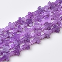 Amethyst Vertically Drilled Flat Cross Beads Strands, Approx 10x14mm, 38cm/strand