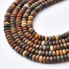 New Picasso Jasper/Red Creek Jasper Smooth Saucer Beads Strands, Approx 3x6mm, 38cm/strand