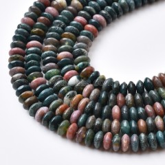 Fancy Jasper/Indian Agate Smooth Saucer Beads Strands, Approx 3x6mm, 38cm/strand