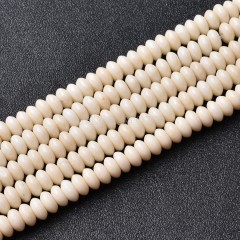 Creamy Petrified Wood Jasper Smooth Saucer Beads Strands, Approx 3x6mm, 38cm/strand