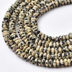 Dalmatian Jasper Smooth Saucer Beads Strands, Approx 3x6mm, 38cm/strand