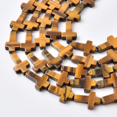 Yellow Tiger Eye Vertically Drilled Flat Cross Beads Strands, Approx 12x20mm, 38cm/strand