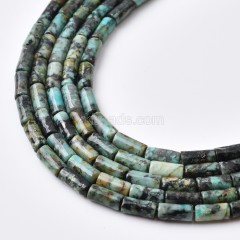 African Turquoise Smooth Tube Cylinder Beads Strands, Approx 4x8mm, 38cm/strand