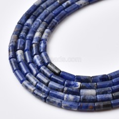 Sodalite Smooth Tube Cylinder Beads Strands, Approx 4x8mm, 38cm/strand