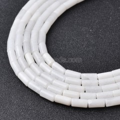 White Jade Smooth Tube Cylinder Beads Strands, Approx 4x8mm, 38cm/strand