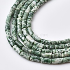Green Spot Jasper Smooth Tube Cylinder Beads Strands, Approx 4x8mm, 38cm/strand