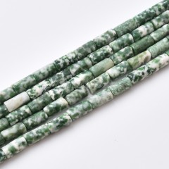 Green Spot Jasper Smooth Tube Cylinder Beads Strands, Approx 4x8mm, 38cm/strand