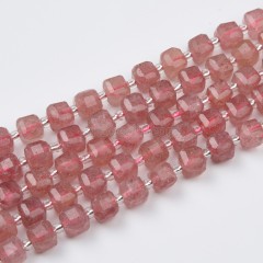 Red Strawberry Quartz Faceted Cube Beads Strands, Approx 8mm, 38cm/strand
