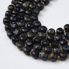 Black Obsidian Faceted Cube Beads Strands, Approx 8mm, 38cm/strand