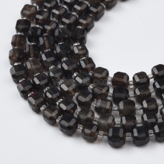 Smoky Quartz Faceted Cube Beads Strands, Approx 8mm, 38cm/strand