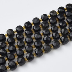 Black Obsidian Faceted Cube Beads Strands, Approx 8mm, 38cm/strand
