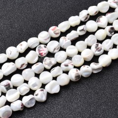 White Trochid Shell Nugget Beads Strands, Approx 8-10mm, 38cm/strand